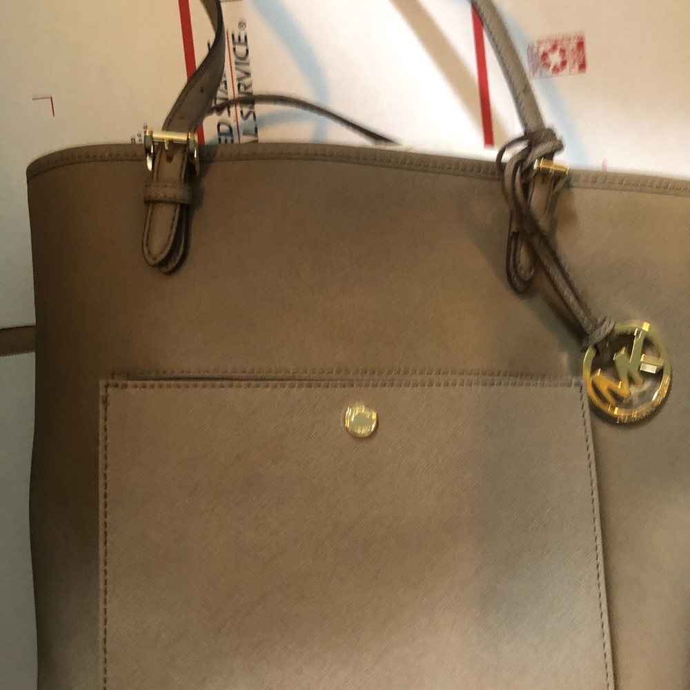Michael Kors Dark Khaki Leather Tote